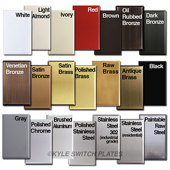Light switch plate metal finishes
