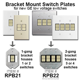 GE Low Voltage Light Switches & Bracket Mount Wall Plates