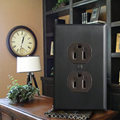 Kitchen island with electrical outlet