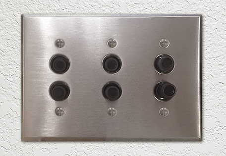 Triple Push Button Cover Plate with Switches and Dimmer