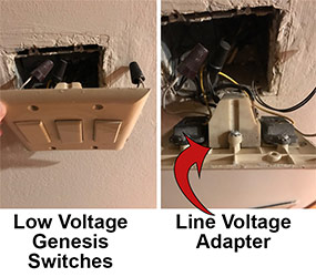 Vintage Genesis Low Voltage switch with line voltage adapter