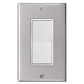 White & Polished Stainless Steel Switch Plate