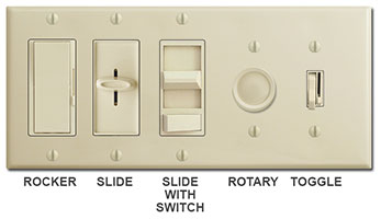 Ivory Dimmers - Rocker, slide, toggle, rotary