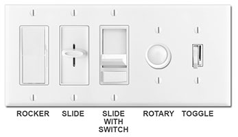 White Dimmers - Rocker, slide, toggle, rotary