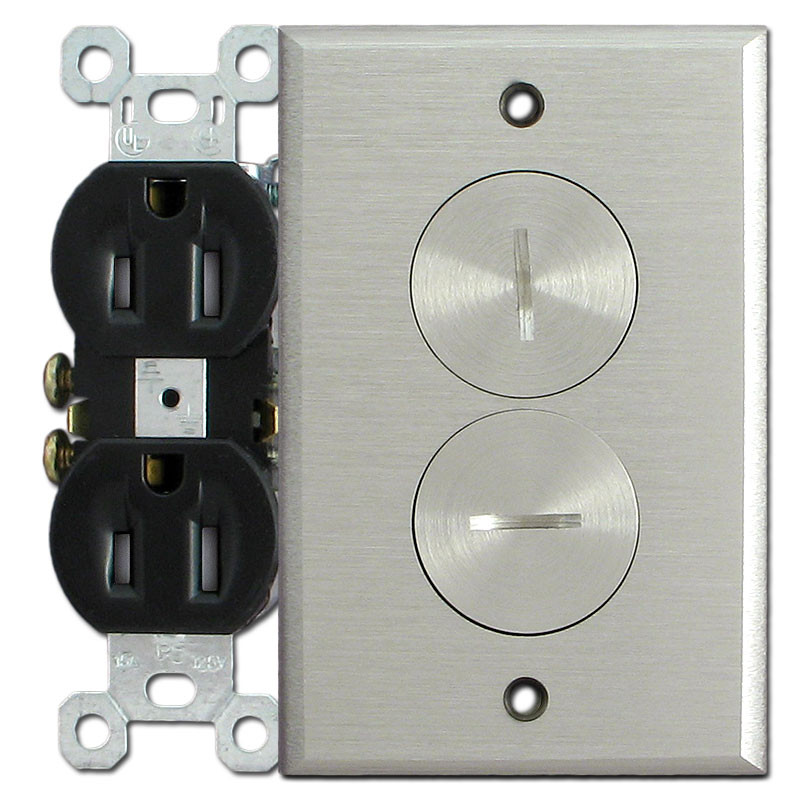 Floor Mounted Tamper Resistant Electrical Outlet Nickel Cover Plate
