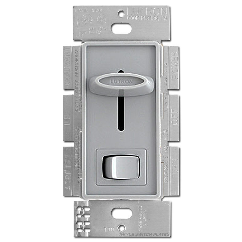 Gray 600 Watt Slide Dimmer Switches with On Off Button