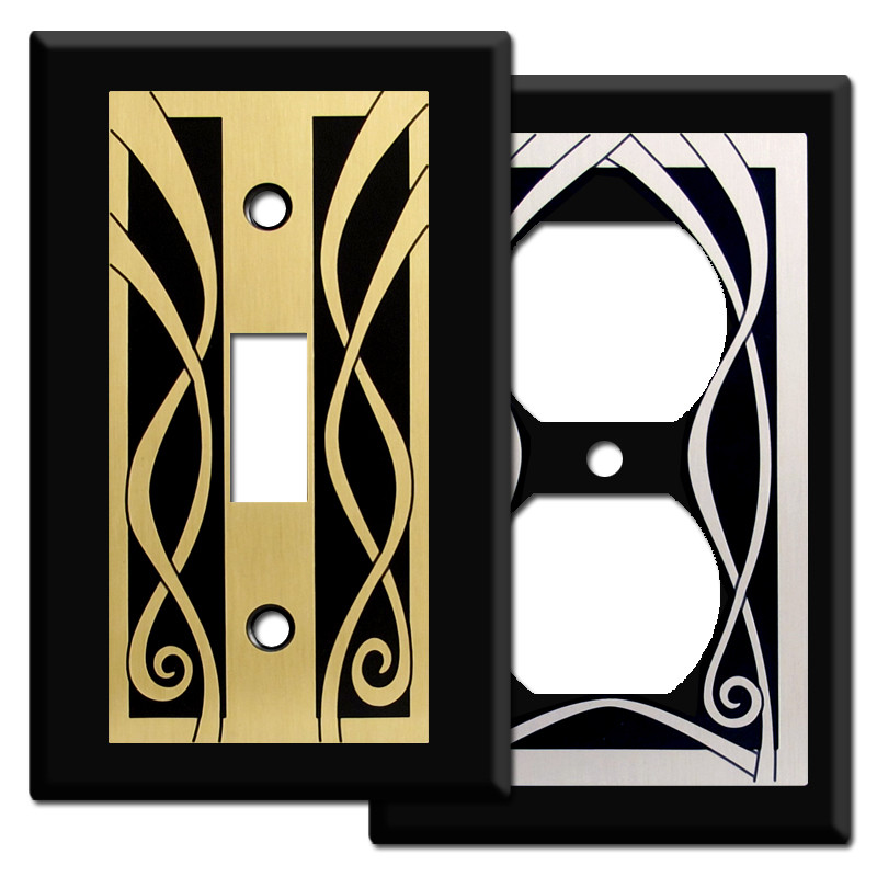 Ribbon Decorative Wall Plate Covers In Black