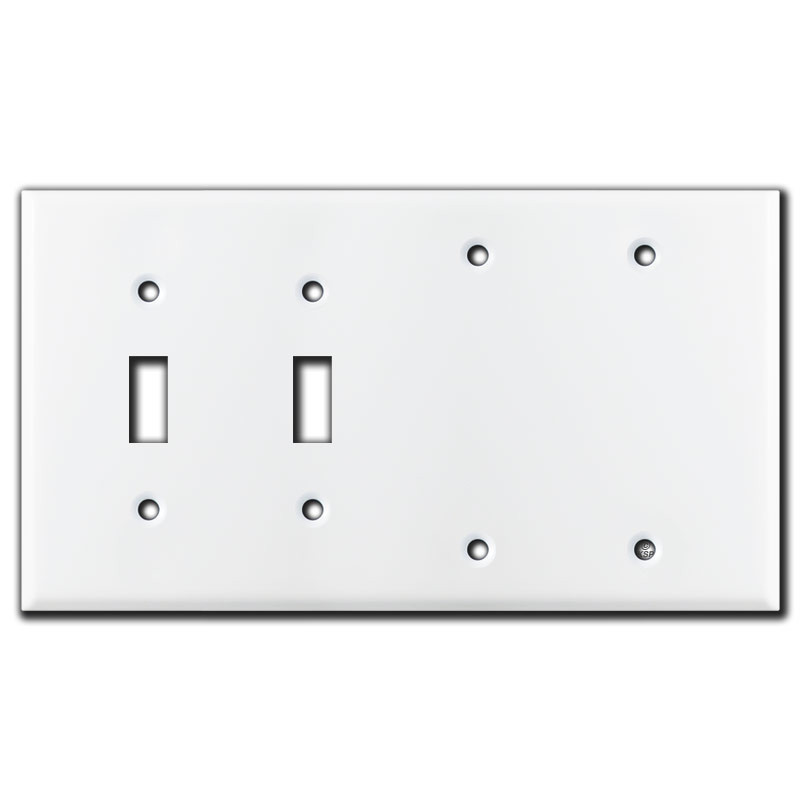 Two Toggle Switch 2 Blank Wall Plate Covers White