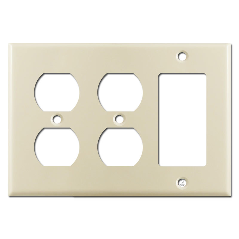 2 GANG COMBO TOGGLE SWITCH DUPLEX PLUG GFI GFCI BLANK PLASTIC COVER PLATE WHITE
