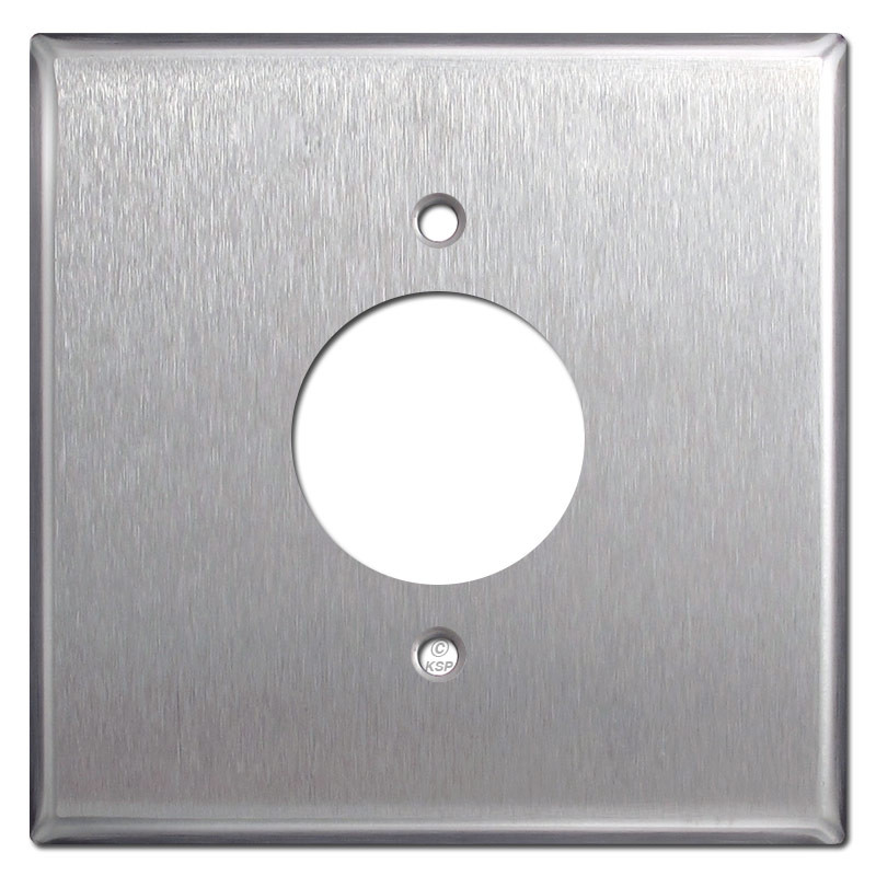 2 Gang Centered 1.62" 20A Power Outlet Cover Stainless Steel