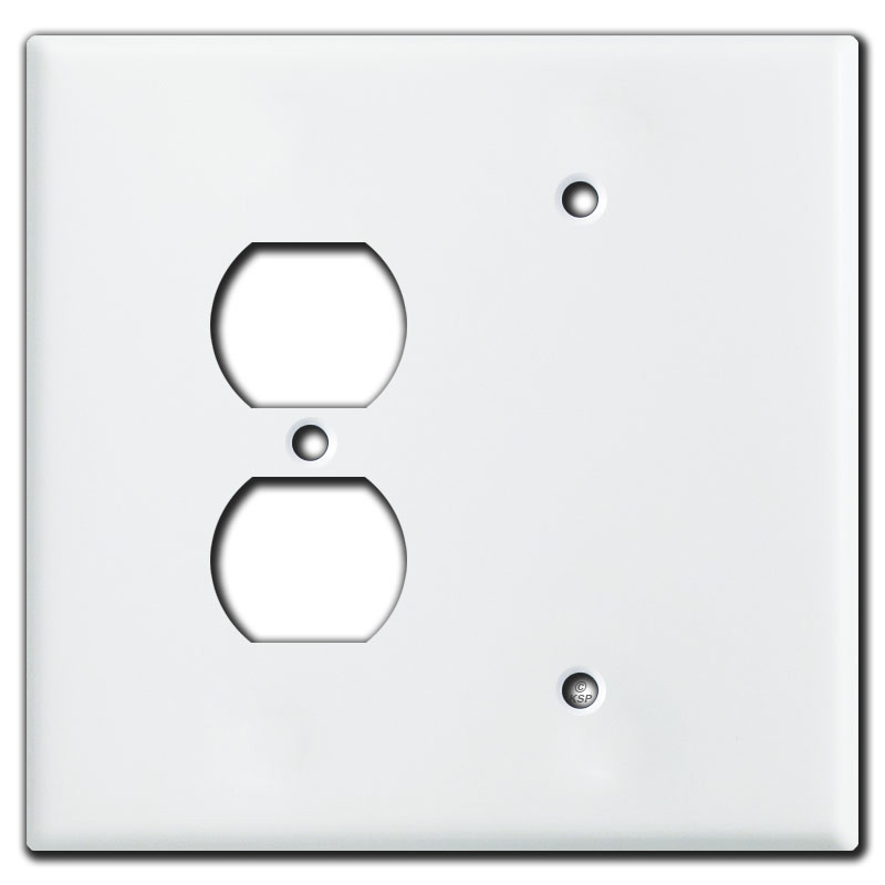 Oversized 1 Outlet 1 Blank Wall Plates White Kyle Switch Plates