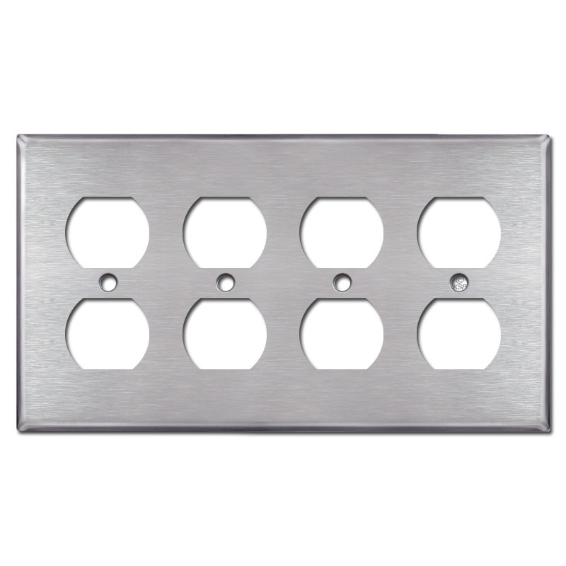 4 Gang Outlet Cover Plates Satin Stainless Steel