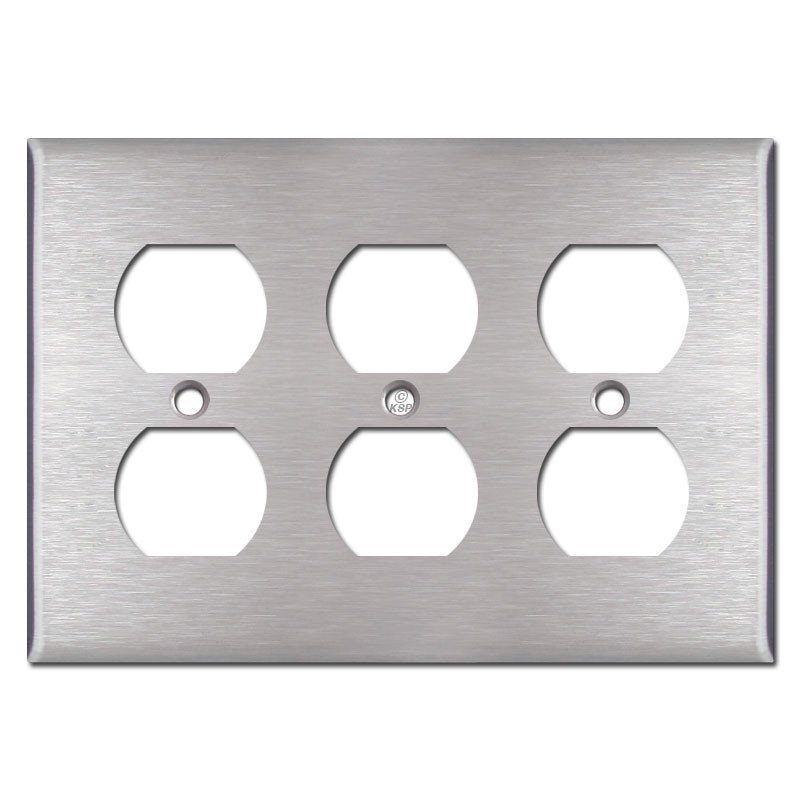3 Outlet Wall Plate - Satin Stainless Steel | Kyle Switch ...