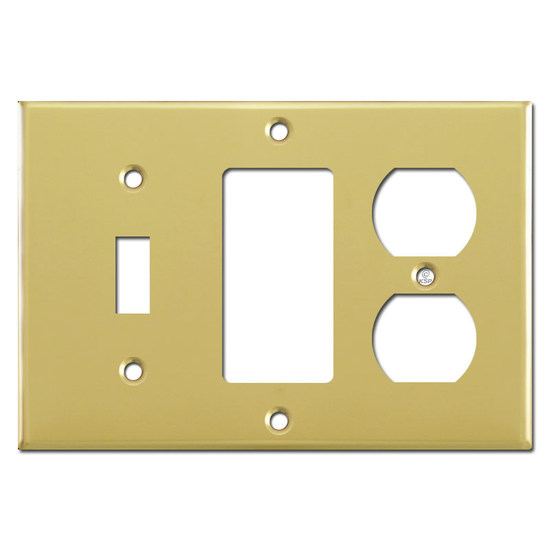 1 Toggle 1 Rocker 1 Outlet Wall Plates Polished Brass