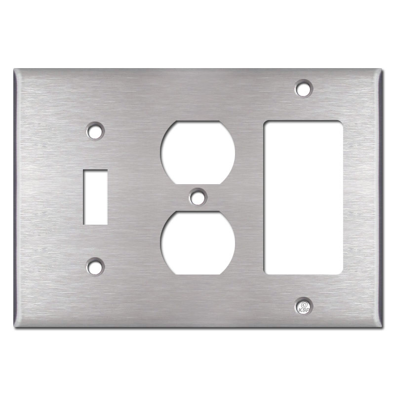 ToggleOutletRocker Switch Plate Covers Satin Stainless Steel