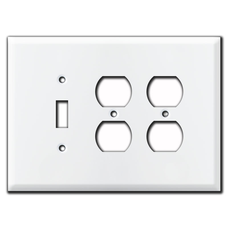 Jumbo 1 Toggle 2 Duplex Switch Plates White