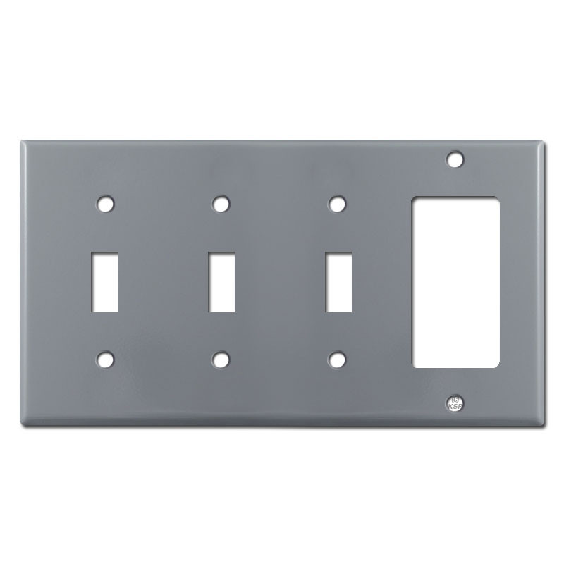 Triple Toggle Single Rocker Switch Plate Covers Gray