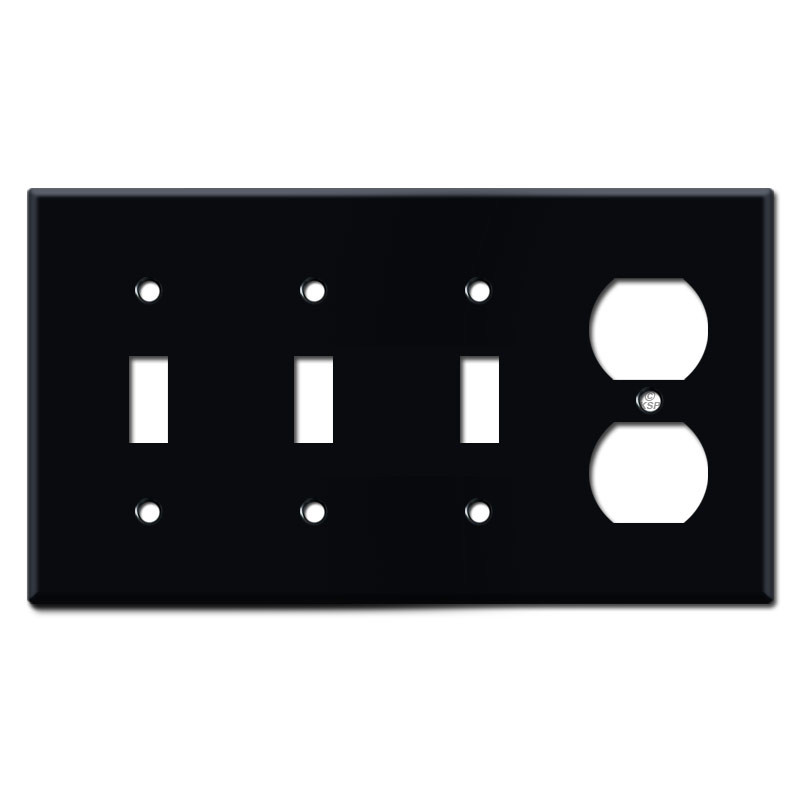 Triple Toggle Single Duplex Wall Plates Black
