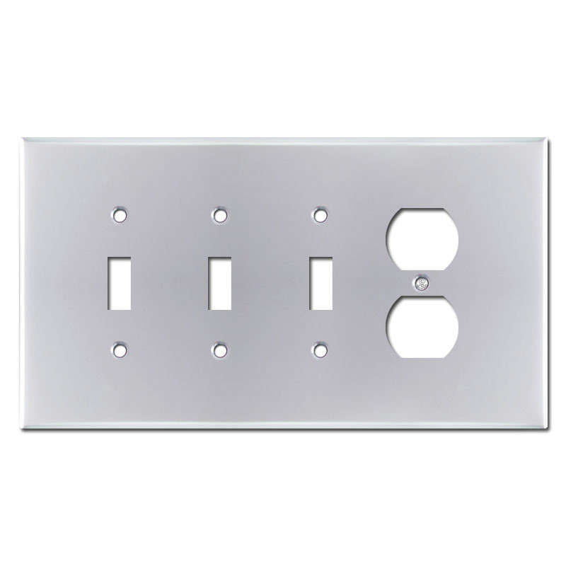 Jumbo 3 Toggle 1 Duplex Wall Cover Plates Polished Chrome