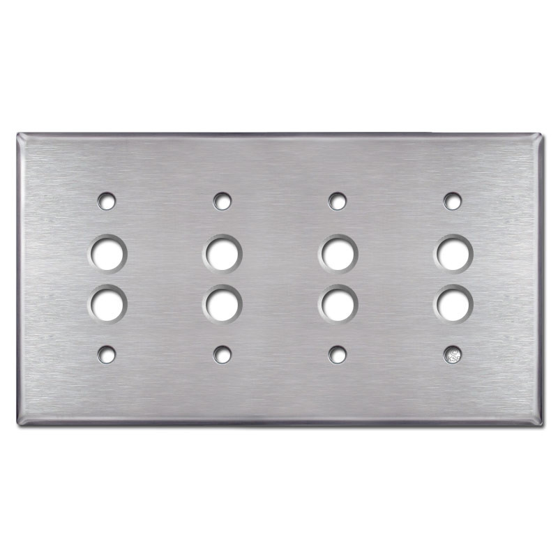 4 Push Button Switch Plate Covers Satin Stainless Steel