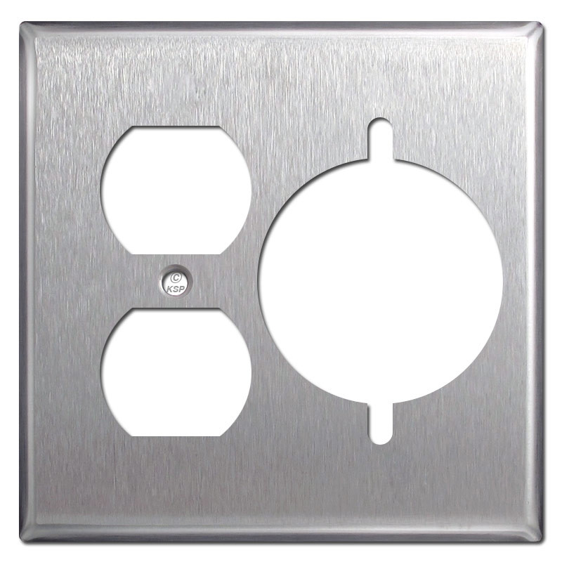 Duplex Receptacle + 2.125'' Dryer Outlet Cover Stainless Steel