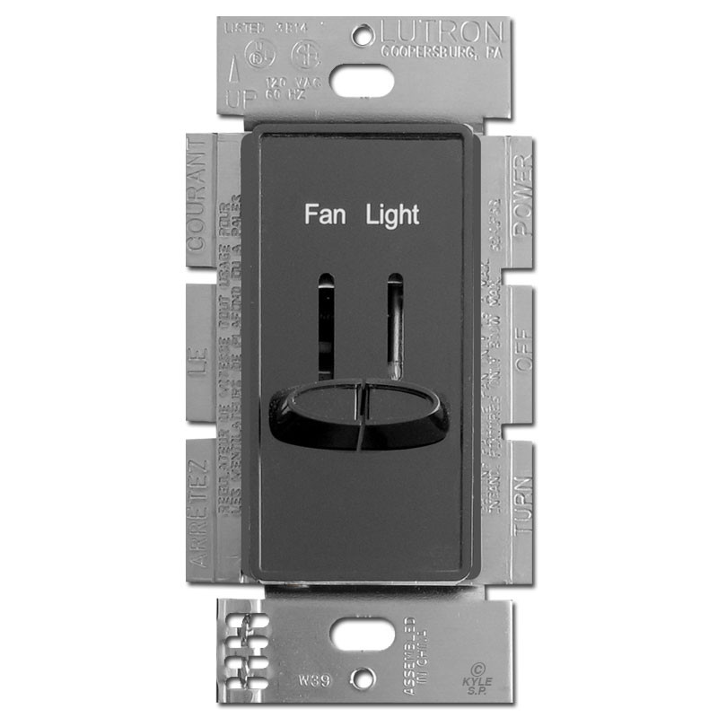 Black Dual Fan Control Light Switch Dimmers Lutron Skylark