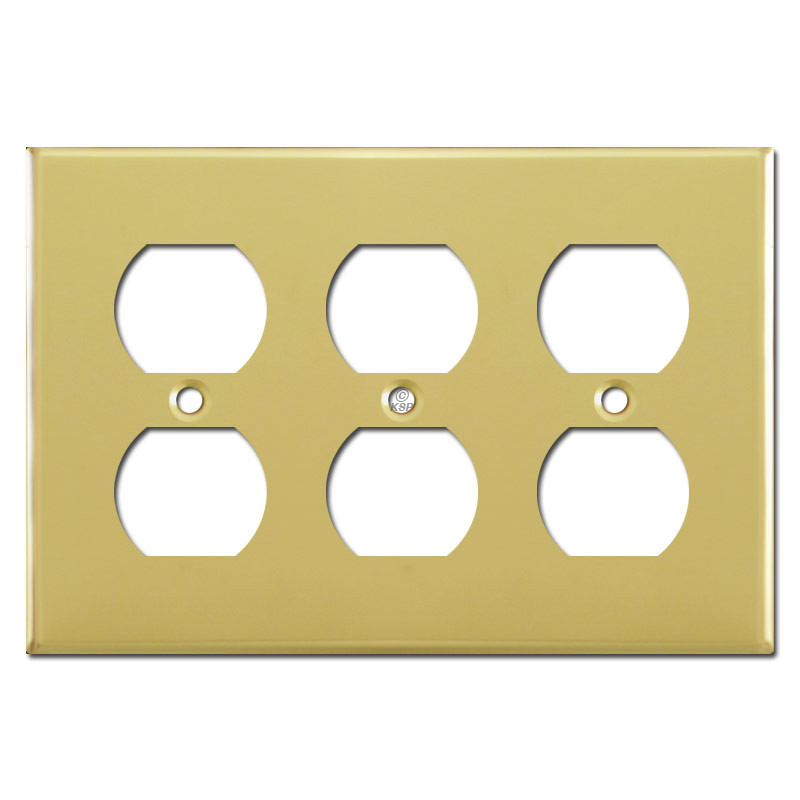 3 Gang Electrical Outlet Plug Covers Polished Brass