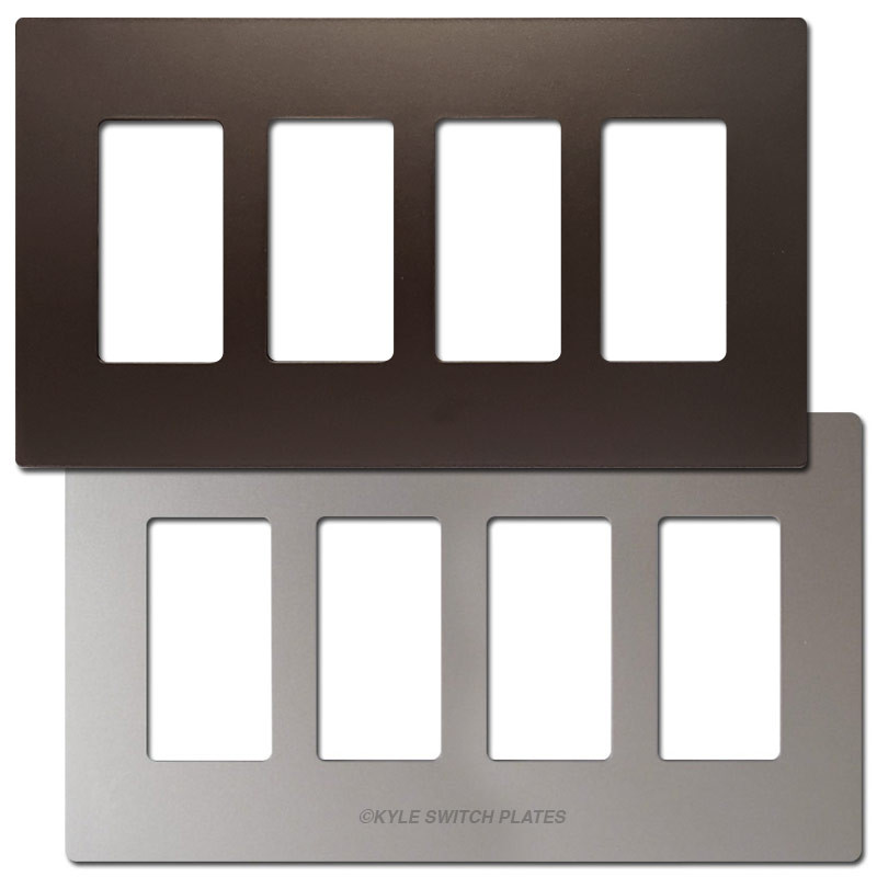 4 Decor Screw Less Switch Wallplate Cover Metallic Plastic