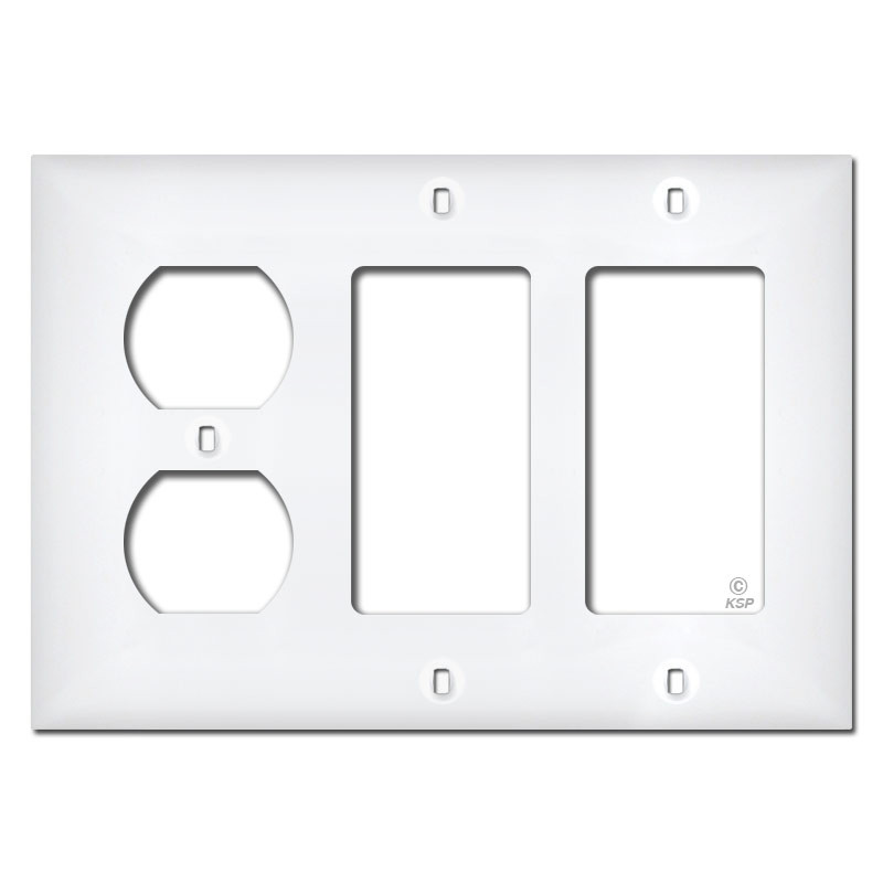 White Plastic 2 Decor 1 Duplex Outlet Cover Plate Kyle Switch Plates