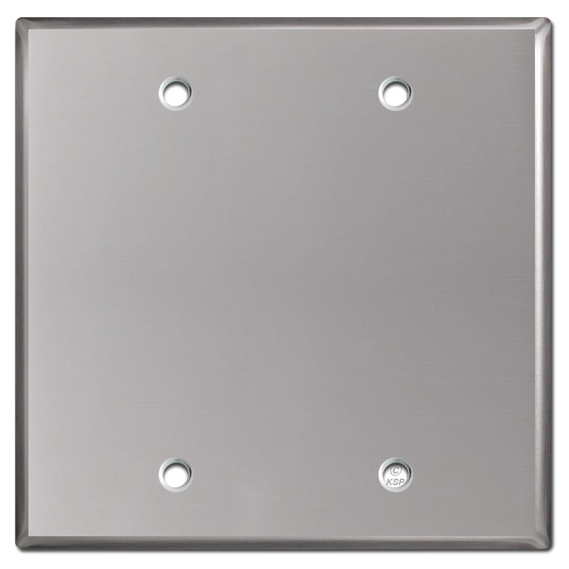 2 Blank Electrical Wall Plate Cover - Polished Stainless Steel