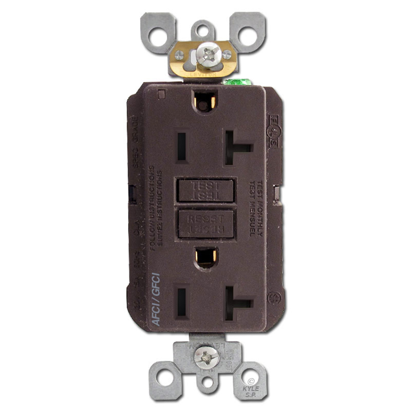 GFCI AFCI Electrical Receptacle 20A TR Leviton Brown