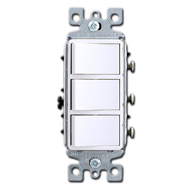 White Triple Stacked Combination Decora Rocker Switch
