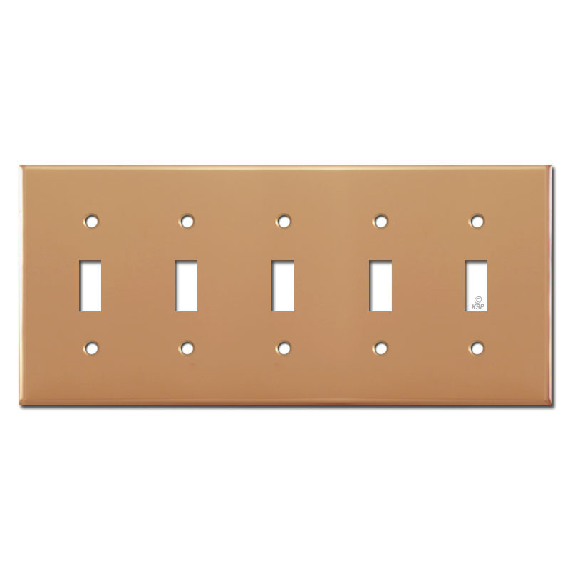 5 Toggle Electrical Wallplate Cover Polished Copper Kyle Switch Plates