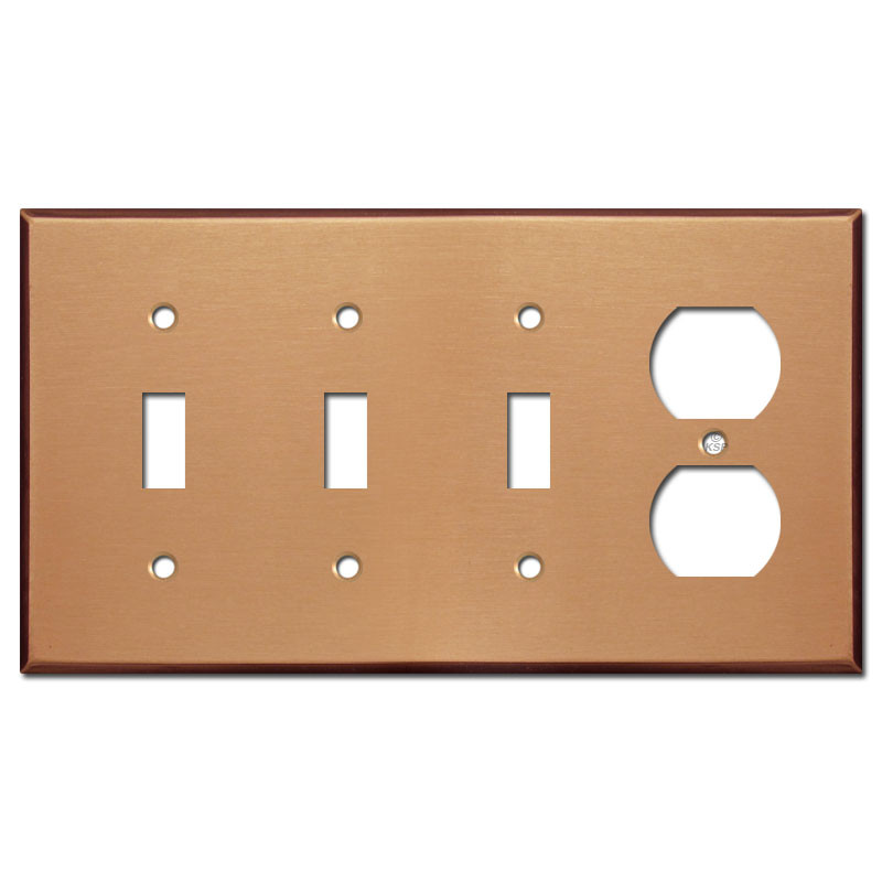 Duplex Outlet 3 Toggle Electrical Trim Plate Brushed Copper