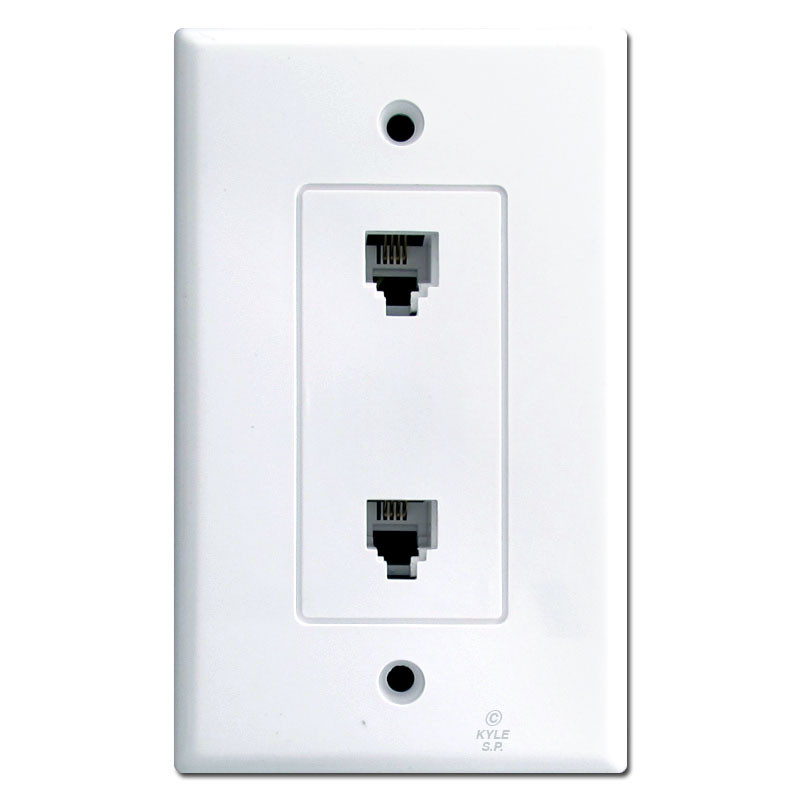 White Two Phone Jack Wall Cover Plates 26TE24