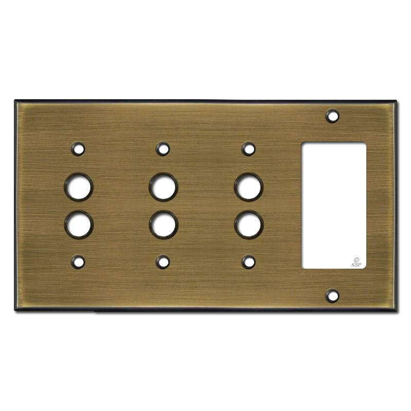 3 Push Button 1 Decor GFCI Light Switch Cover - Antique Brass