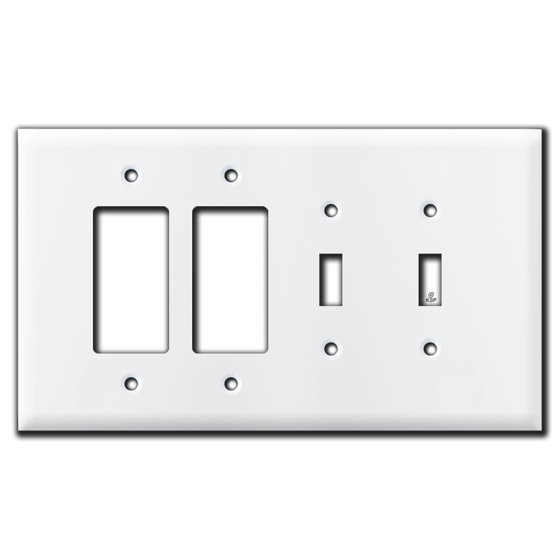 Jumbo 2 Toggle 2 GFCI Rocker Outlet Cover Plate White