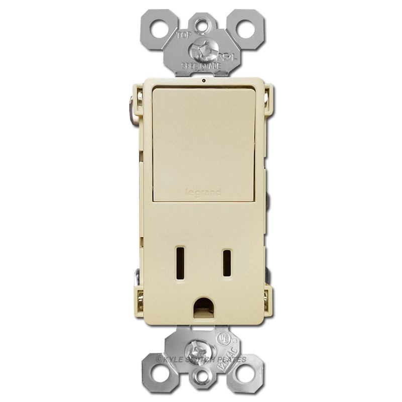stacked outlet 15 amp 3 way decor light switch combo ivory stacked light switch