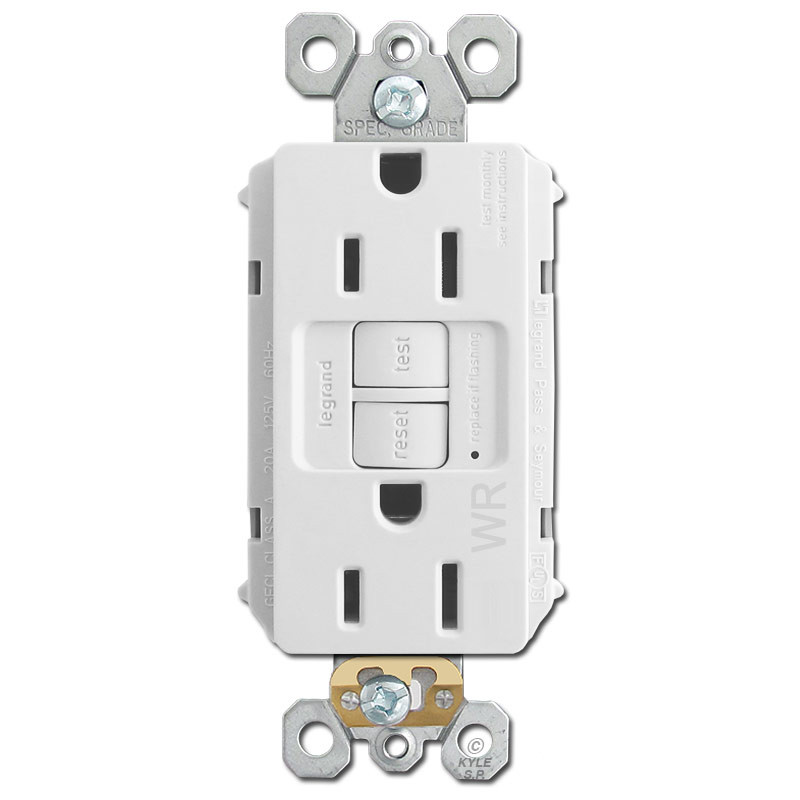 Water Resistant GFCI Outlet Self Test 15A White