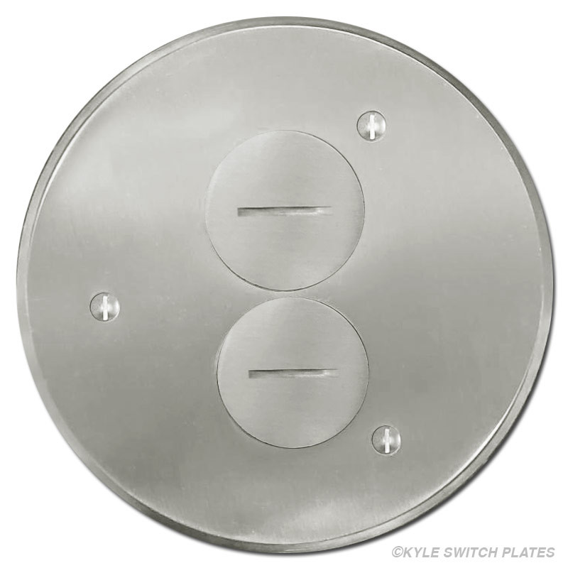 Round Recessed Floor Duplex Outlet Box Cover Nickel