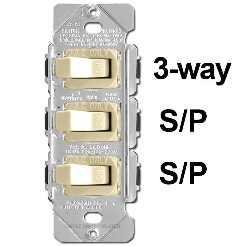3 Stacked 15a Toggle Switch Set 3 Way Sp Sp Ivory Despard