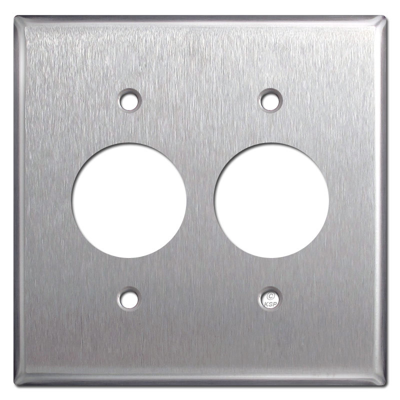 Double 1 4 Electrical Outlet Cover Plate Satin Stainless Steel   Double Round Electrical Outlet Cover Plate Satin Stainless Steel Sprld T  52655.1556143777.1280.1280 