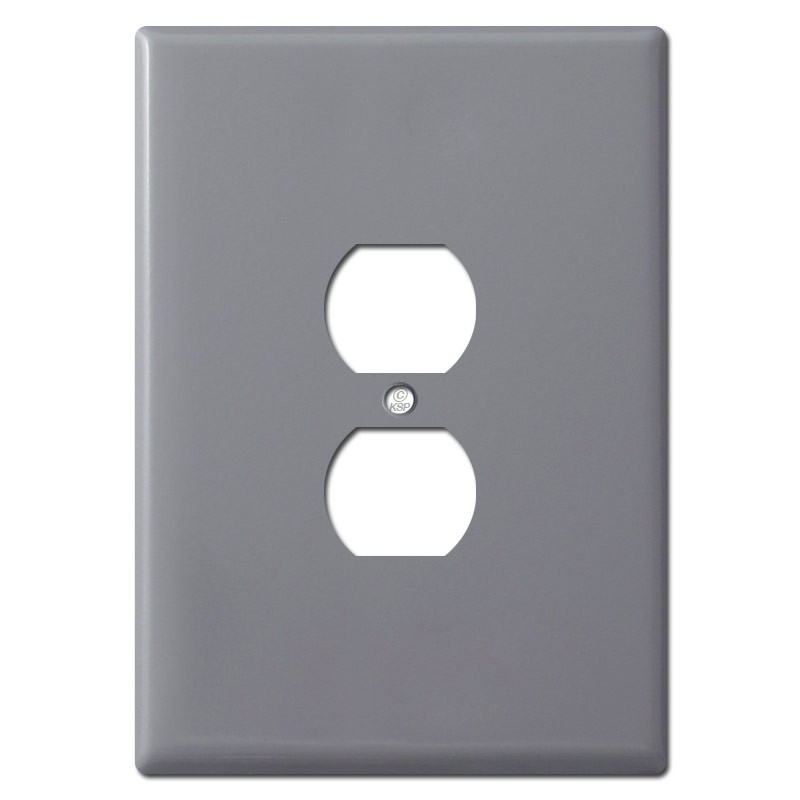 Extra Large 6.38'' Duplex Electrical Plug Plate Gray