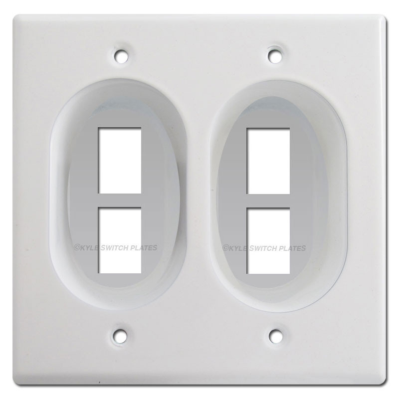 Recessed 2Gang 4Port Keystone Data Jack Cover Plates