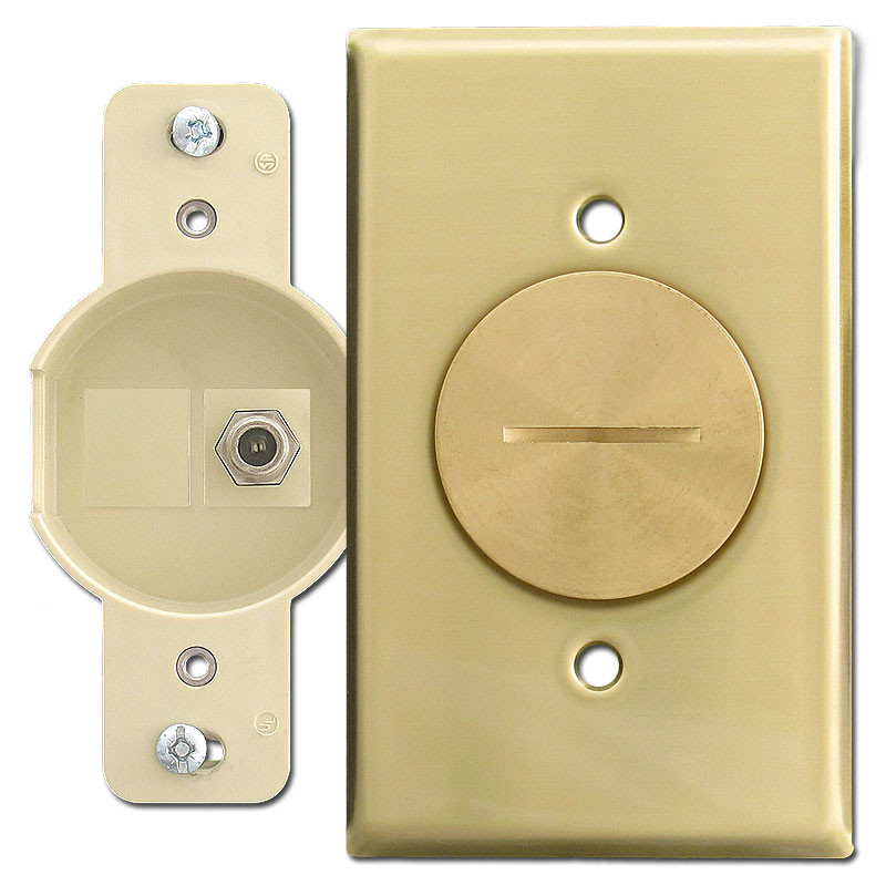 Floor Mount Quickport Coaxial F Connector Brass Switch Plate