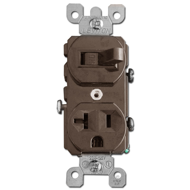 Brown Horizontal Toggle Switch And 15a Receptacle Combo Switches