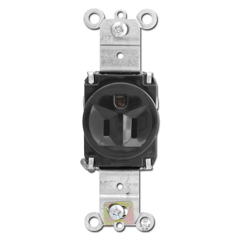 Black Round 15A Single Power Outlet Kyle Switch Plates