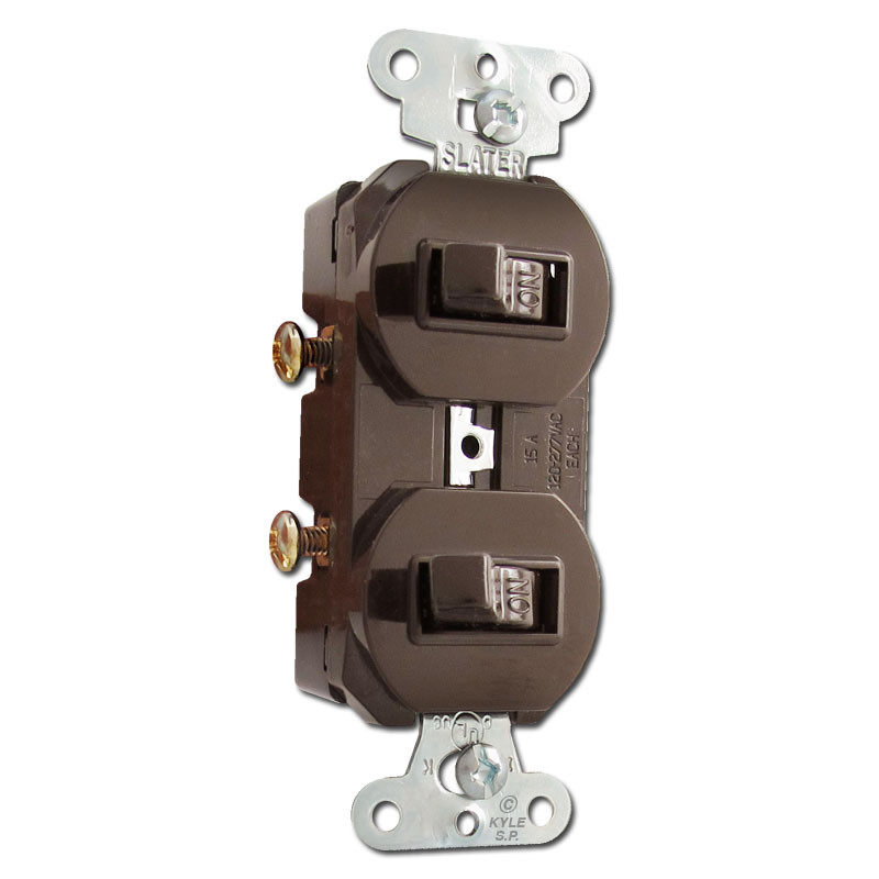 Brown Sideways 2 Toggle Duplex Switch