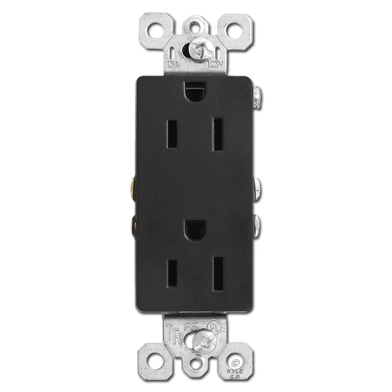 Black 15A Decorator Outlet Receptacles Kyle Switch Plates