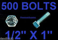(500) pcs Hex Cap Screw Bolt 1/2-13 x 1" long Grade 5